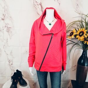 Lucy Activewear Red Asymmetrical Zip Hoodie Jacket Womens Size M